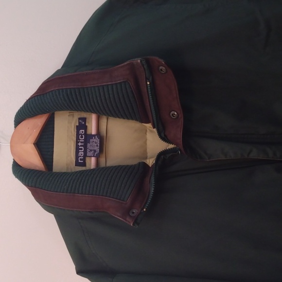 Vintage Nautica Green XL Down Filled Aviator/Bomber Coat - Picture 4 of 15